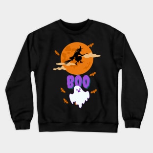 Creepy Halloween witch Boo Gift Crewneck Sweatshirt